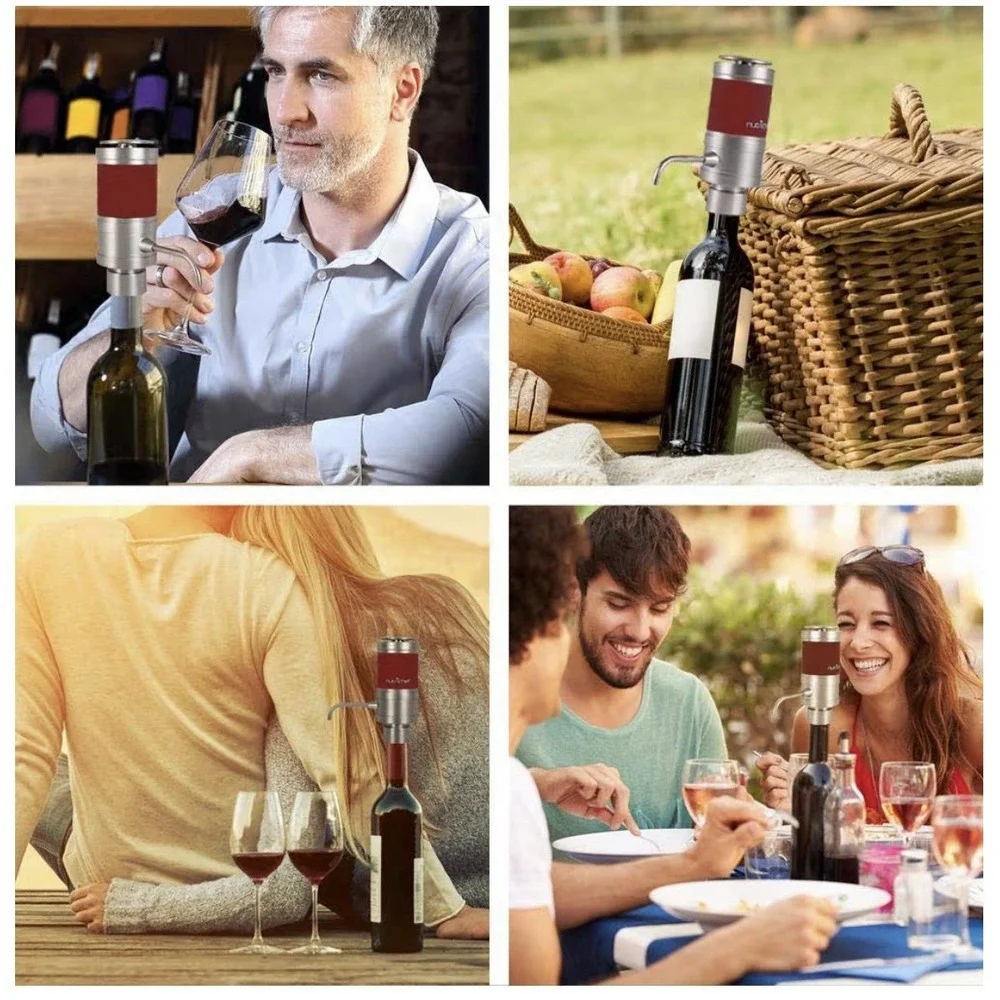 NutriChef Wine Dispenser Automatic Electric Wine Aerator Pourer Metal Dec. Spout
